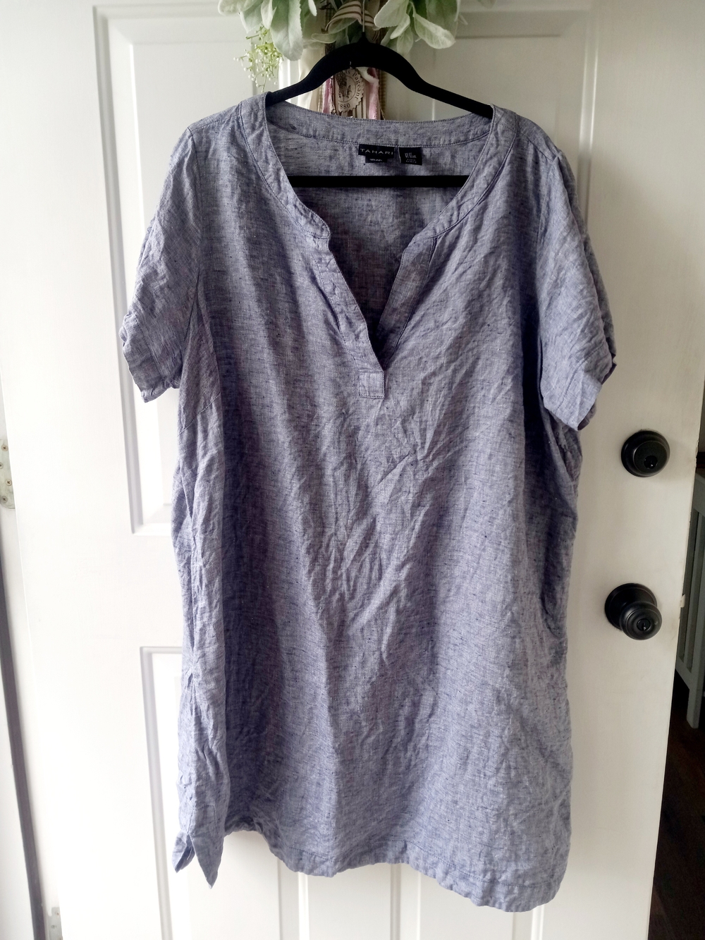 Tahari Light Blue Linen Midi Dress...versatile!
